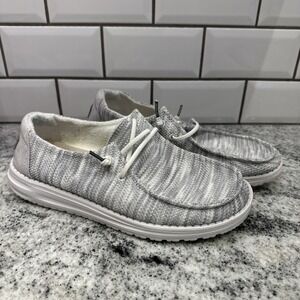 Hey Dude Women's 8 Wendy Sox Loafers Glacier Grey Slip On Comfort‎ Natural